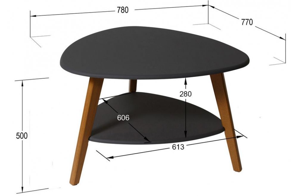 Журнальный стол Бруклин графит / дуб светлый