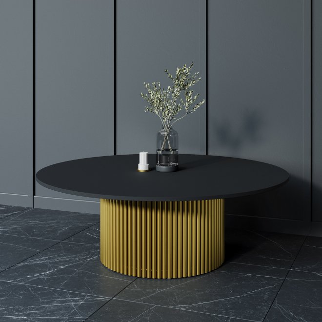 Журнальный столик Trubis Wood 120x40x120 черный / золотой