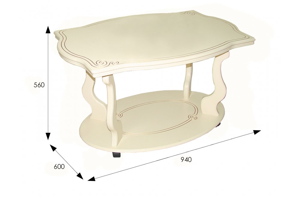 Журнальный стол Берже-3 слоновая кость