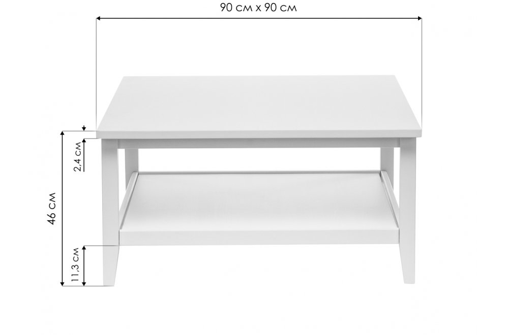 Журнальный стол Leset Мира 90х90 белый
