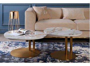 Журнальный столик Коре 82 белый / бронза