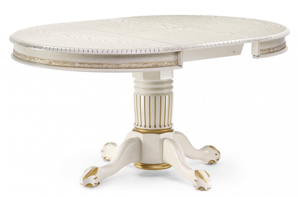 Деревянный стол Альфред крем / золотая патина