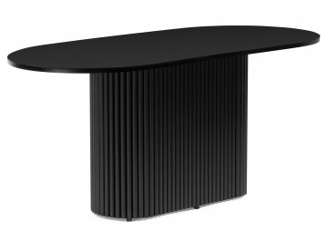 Обеденный стол Барон О 160 х 90 белая пленка шагрень / золотые ноги черная пленка шагрень / черный