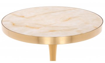 Деревянный обеденный стол Dorian 70x75 бежевый / золотой