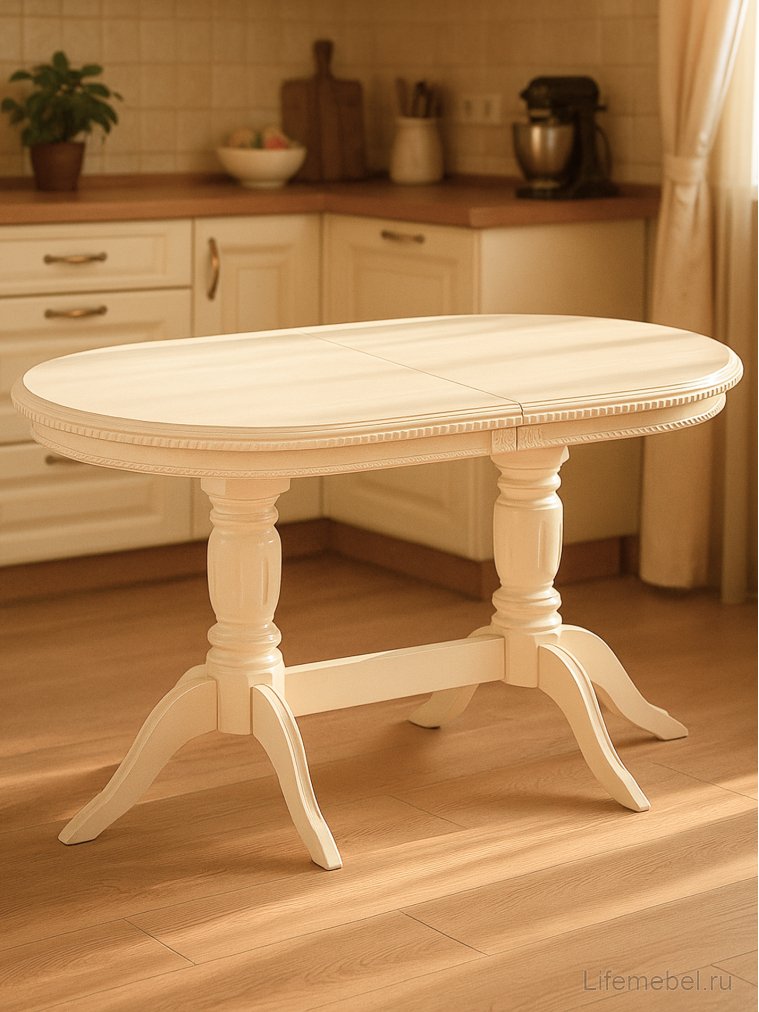 Деревянный стол Эритрин овальный бежевый