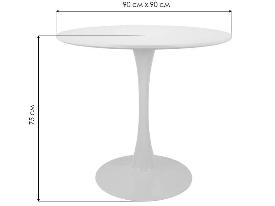 Деревянный стол Rose 90х90 белый