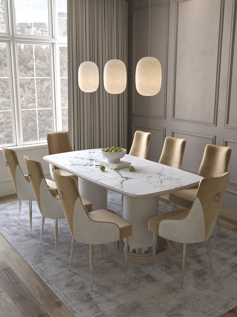 Деревянный стол Савелья кашемир / серебро