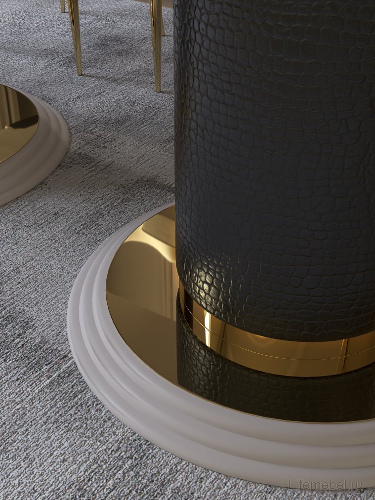 Деревянный стол Савелья серый / золото