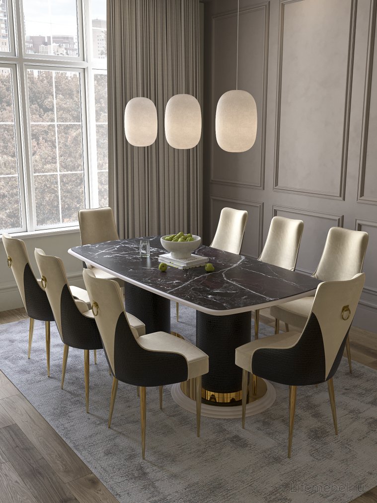 Деревянный стол Савелья серый / золото