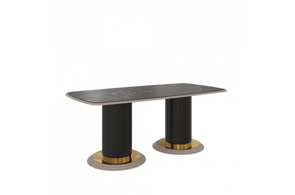 Деревянный стол Савелья серый / золото