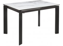 Керамический стол Сorner 120 sintered stone matt white marble / black