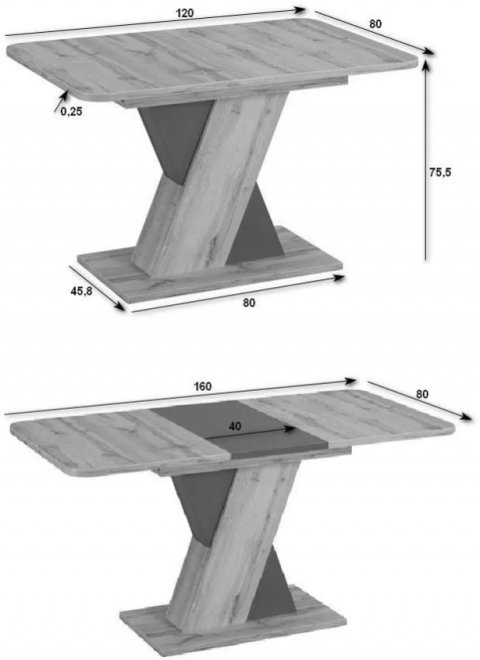 Деревянный стол Riga дуб вотан / вольфрам