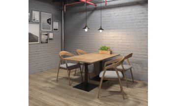 Деревянный обеденный стол EXTEND-120 teakwood/черный