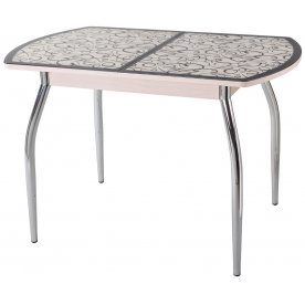 Стол Чинзано ПО ст-2, кремовый с узором венге / венге ножка из МДФ 07