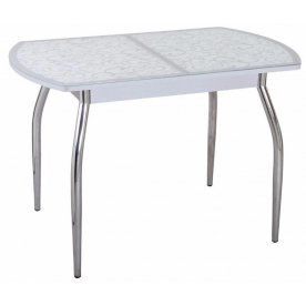 Стол Чинзано ПО ст-2 серый / белый с серым узором / ножка 01