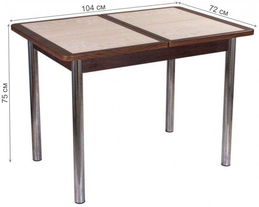 Стол Каппа ПР винилпленка орех / плитка 42 / ножка 02