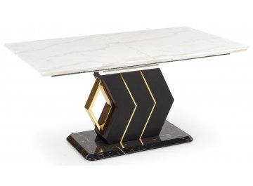 Стол раздвижной Vincenzo 160-200/90/77 белый мрамор / черный / золотой