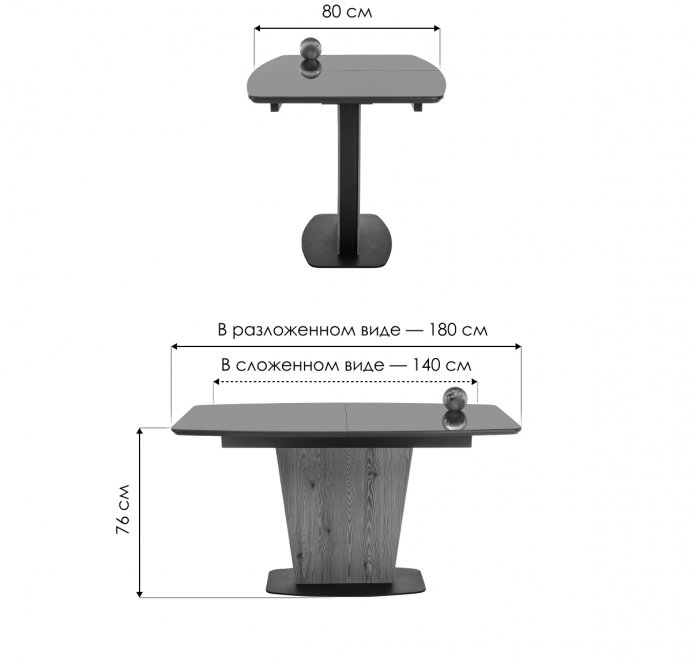 Стол на тумбе Теон дуб антор натуральный / графит