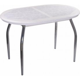 Стол Шарди О бело-серебристый / плитка 05 / ножка 01 хром