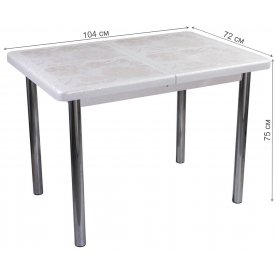 Стол Шарди ПР бело-серебристый / плитка 32 / ножка 02