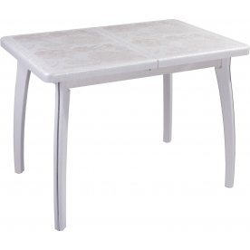 Стол Шарди ПР бело-серебристый / плитка 32 / ножка 07 белый