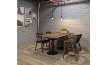 Стол деревянный обеденный VAST-120 брауни/черный