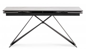 Керамический стол Ноттингем 160(220)х90х79 белый мрамор / черный