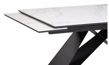 Керамический стол Ноттингем 160(220)х90х79 белый мрамор / черный