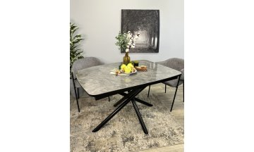 Керамический стол DF1250 черный/керамика серая глянец