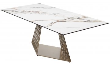 Керамический стол Enna 220 итальянская керамика контрастный мрамор матовый KL-188 / шампань