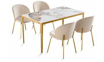 Керамический стол Берск 140х80х75 белый мрамор пандора