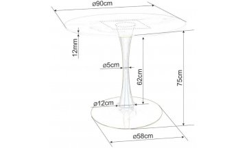 Керамический стол Карлин 90 белый мрамор / белый