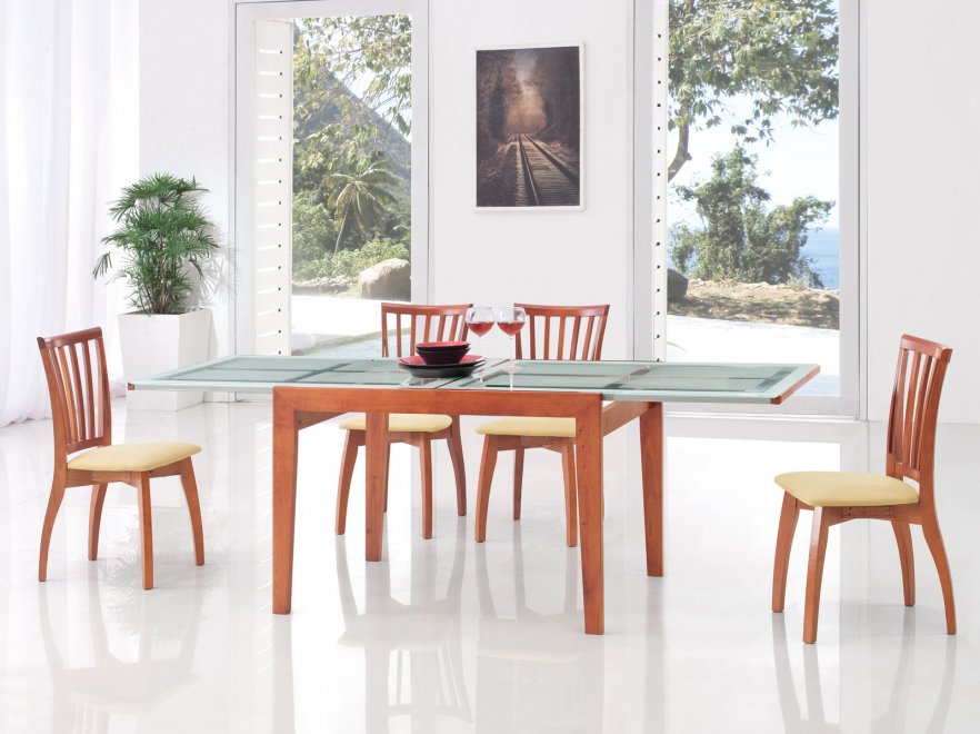 (НЕАКТИВЕН) Обеденная группа "стол 31098 L и 4 стула 9927 вишня" (ES)