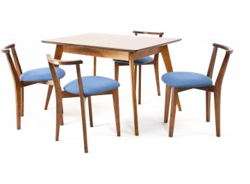 Складной стол Сканди Франк 120 натуральное дерево / натуральное дерево синий / орех / орех