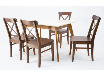 Стол раздвижной Сканди Ингольф 120 натуральное дерево / натуральное дерево орех / слоновая кость / орех