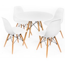 Обеденная группа "Стол Tulip 150 и 4 стула PC-015" белая