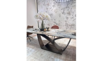 Керамический стол Alonso 200 прямоугольный серо-коричневый / медный брашированный