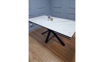 Керамический стол Мезе мрамор белый / черный