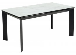 Керамический стол Cremona 140 KL-99 белый мрамор матовый / итальянская керамика / черный