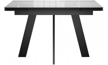 Стеклянный стол DikLine SFM120 белый мрамор / черный