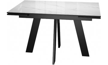 Стеклянный стол DikLine SFM120 белый мрамор / черный