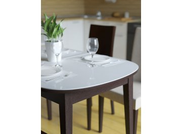 Обеденный стол Джой 1300 белый сатин / венге