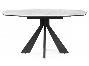 Обеденный стол Эдли 110х76 белый мрамор / черный