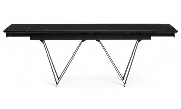 Стеклянный стол Марвин 160(220)х90х76 черный мрамор / черный