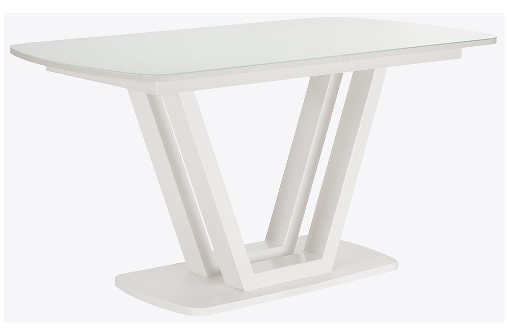 Стол раздвижной Каби металл белый / стекло белое
