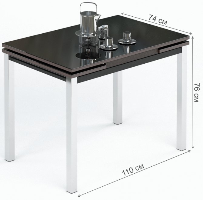 Стол стеклянный раздвижной Париж 2Р металл хром / стекло черное