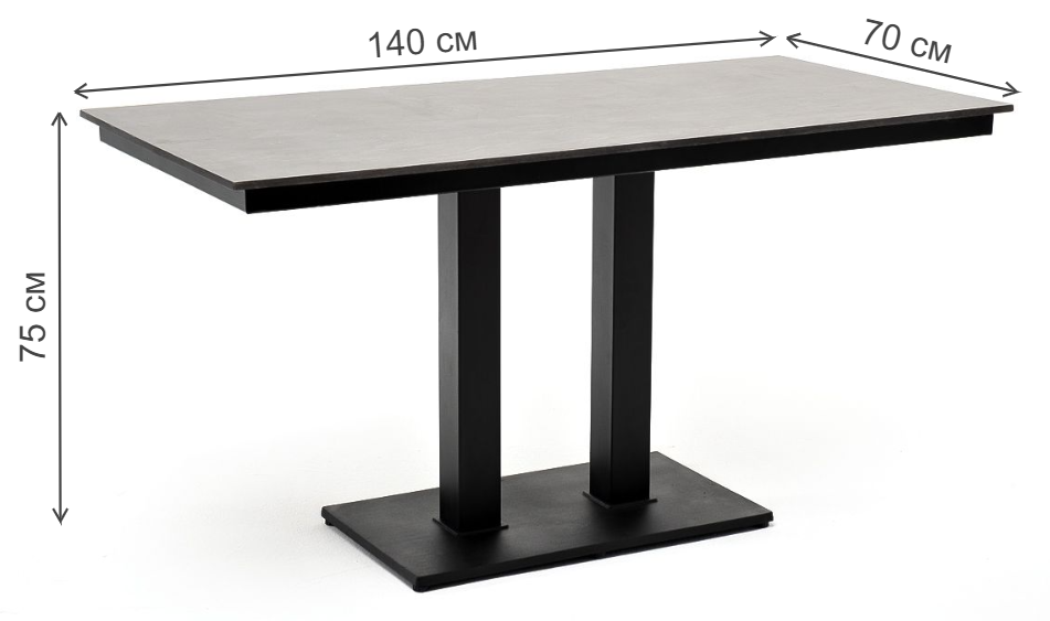 Стол Дебар серый гранит / черный