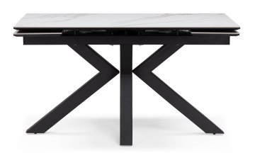 Керамический стол Бронхольм 140(200)х80х77 белый мрамор / черный