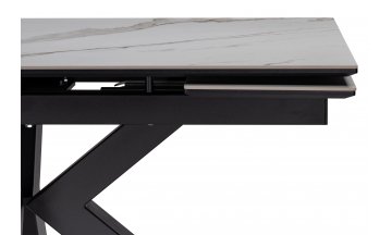 Керамический стол Бронхольм 140(200)х80х77 белый мрамор / черный