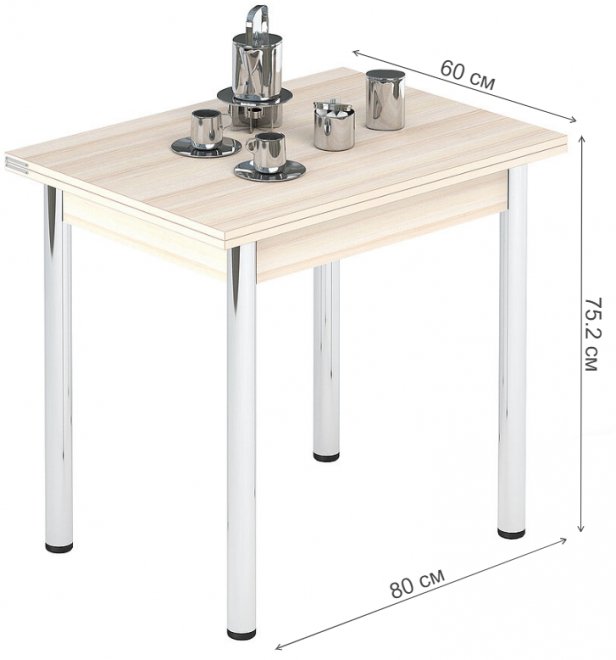 Стол обеденный раздвижной Лиль 1Р металл хром / дуб